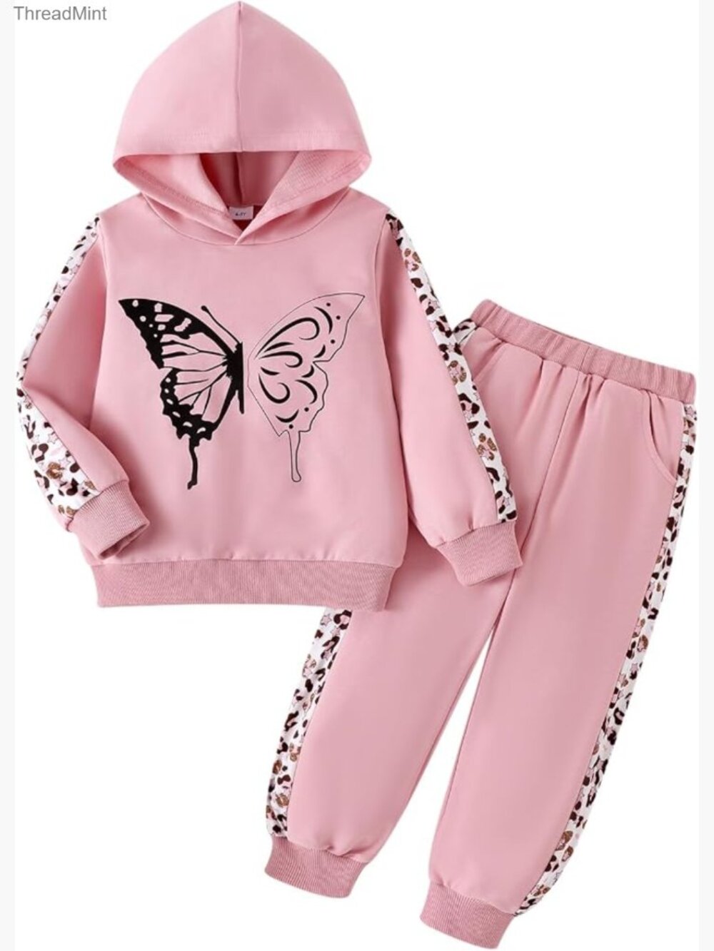 Girls Leopard Print Hoodie & Pants 2 Piece Set 4-12 Years